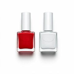 Obraz premium Nail polish red and white shape white background.