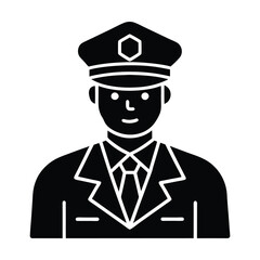 Discover a high-quality police officer icon vector in line art style, perfect for law enforcement, security, and safety-related projects
