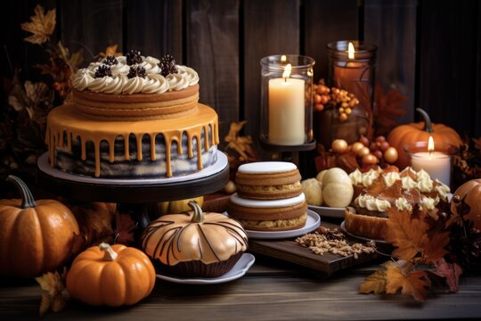 Autumn Indulgence: Sweet and Rustic Cakes for Indoor Dessert with Pumpkin Frosting