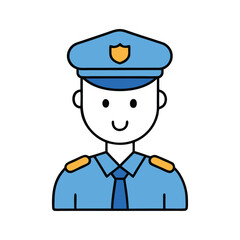 Police Officer Icon Vector Line Art Illustration for Law Enforcement Designs