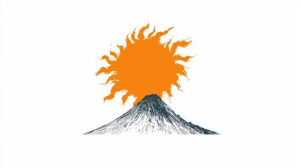 Obraz premium Glowing Sun Halo Over Mountain with White Background for Logo Design and Branding Purposes