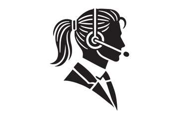 call center agent in profile view silhouette logo