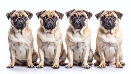 Obraz premium Adorable Pug Poses: High-Resolution Stock Photos of a Playful Pug Dog Isolated on White