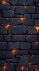 Fototapeta premium Glowing Stone Wall Texture With Embers