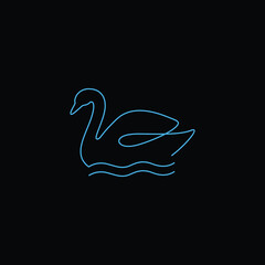 Beauty swan line minimalist logo design vector