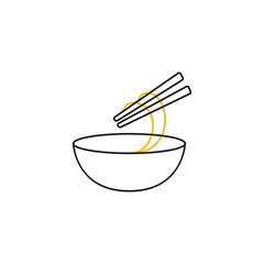 noodle bowl line logo design vector