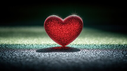 Obraz premium Red heart, dark background, glowing, textured surface, love