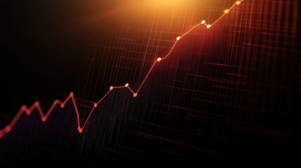 Naklejka premium Upward Trend Graph on Dark Background