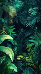 Lush Tropical Foliage Abundant Green Leaves