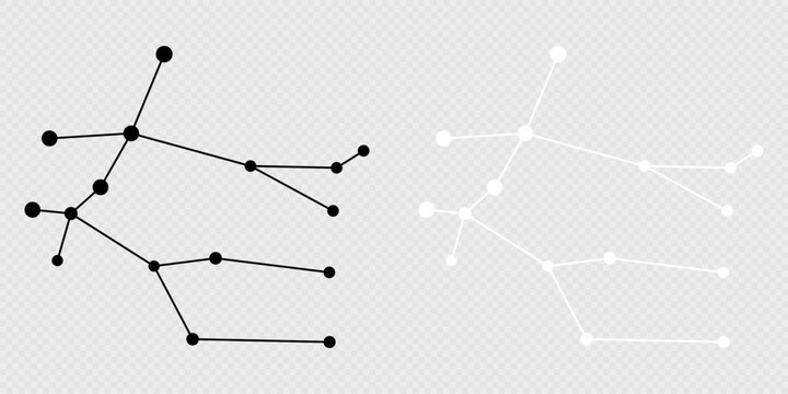 Gemini constellation map set. Vector illustration.
