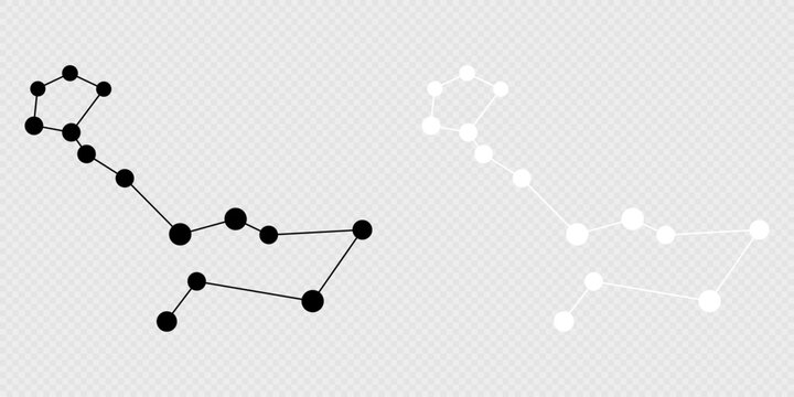 Cetus constellation map set. Vector illustration.