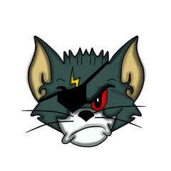  big head design black and white cat