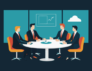 Teamwork and Partnership Concept - Business Meeting Vector Art
