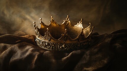 Regal crown displayed on plush velvet with soft spotlighting