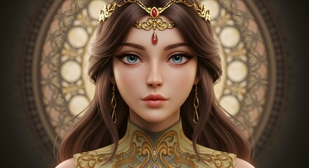 Fototapeta premium Portrait of an Elegant Princess in Regal Attire