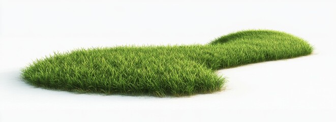 Isolated green grass patch, studio shot, white background, nature design element