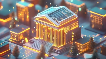 Obraz premium Financial world, interconnected bank networks, seamless transactions, 3D illustration. 