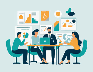 Team Brainstorming Session - Creative Vector Artwork