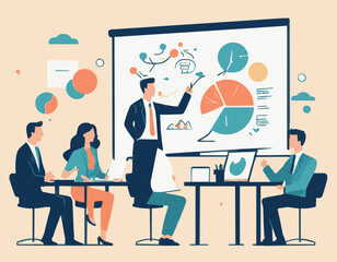 Team Brainstorming Session - Creative Vector Artwork