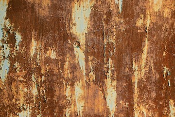 Background, texture rusty metal sheet with traces of paint