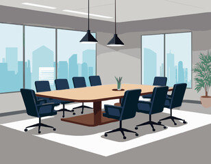 Corporate Meeting Room Scene - Business Vector Design