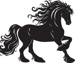 Friesian horse silhouette vector black on white background beautiful horse vector designs.