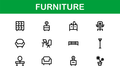 Furniture Icons for Interior Designers. Scalable Graphics for Modern, Classic, and Minimalist Furniture