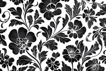 Black and white floral pattern.  Elegant design.