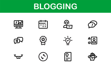 Creative Blogging Icons. Outline and Filled Designs for Blogs, Websites, and Social Media Content