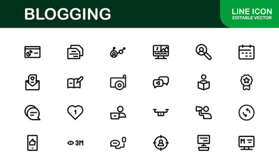 Creative Blogging Icons. Outline and Filled Designs for Blogs, Websites, and Social Media Content