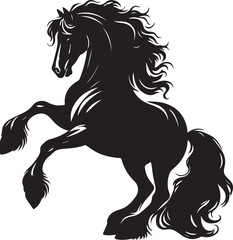 Friesian horse silhouette vector black on white background beautiful horse vector designs.