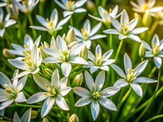 Fototapeta premium Aerial View of Ornithogalum Dubium Flowers Blooming in Spring Meadow
