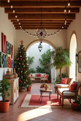 Fototapeta premium A Christmas corner with a large, colorful 