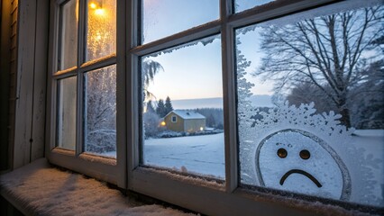 Winter's chill, reflected in a sad AI image.