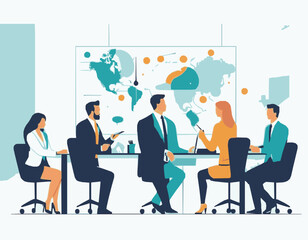 Modern Business Meeting Scene with Diverse Teamwork