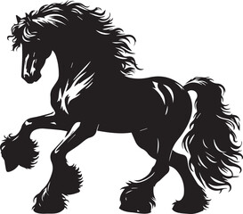 Friesian horse silhouette vector black on white background beautiful horse vector designs.
