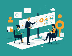 Professional Collaboration and Strategy Planning Vector