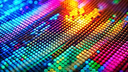 Fototapeta premium Close-up Macro Shot of Computer Screen Pixels, Digital Technology Background