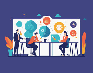 Professional Collaboration and Strategy Planning Vector
