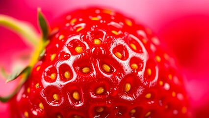 Ultra Macro of a Fresh Strawberry: Vivid Texture and Juicy Details

