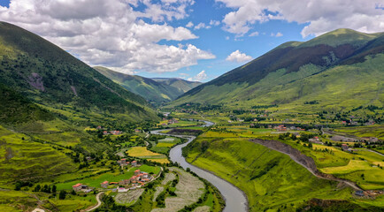 landscape with mountains and clouds