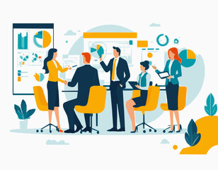 Corporate Team Meeting for Project Planning Graphic