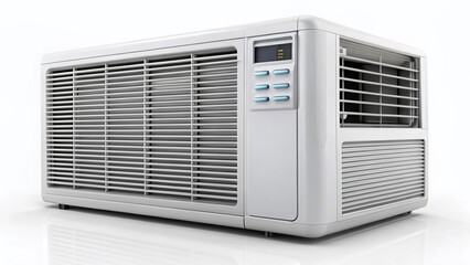 Air Conditioner Unit Isolated on White Background - Modern Cooling System