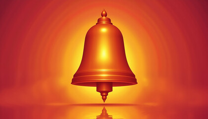 Obraz premium Glowing bell icon representing notifications with gradient effect, alert concept