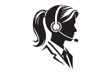 call center agent in profile view silhouette logo