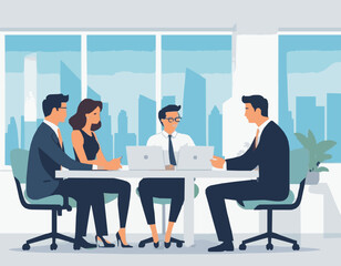 Corporate Team Discussion Scene Illustration