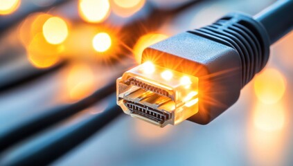 High-Definition Cable Connection: A Glowing HDMI Port