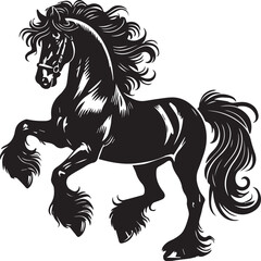 Friesian horse silhouette vector black on white background beautiful horse vector designs.