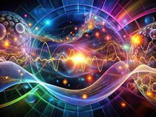 Medical illustrations: Surreal ECG backdrops, anatomical forms.