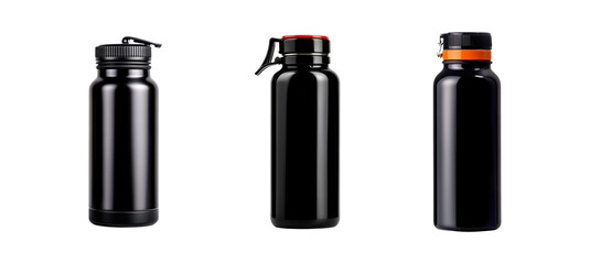  stainless steel water bottles isolated on  white background 